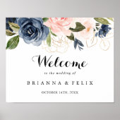 Elegant Unieke Winter Floral Weddenschap Welkomstt Poster (Voorkant)