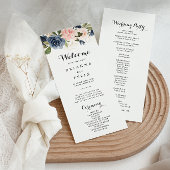 Elegant Unieke Winter Floral Wedding Programme Programmakaart