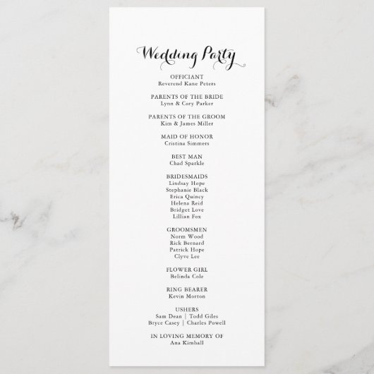 Elegant Unieke Winter Floral Wedding Programme Programmakaart (Achterkant)