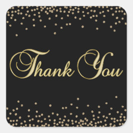 Elegant Unique Black Gold Confetti Dank u Vierkante Sticker