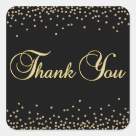 Elegant Unique Black Gold Confetti Dank u Vierkante Sticker