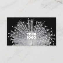 Elegant Unique Design Peacock Wit Zwart en Logo