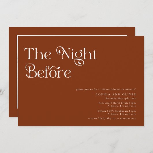 Elegant Unique Typography Rehearsal Dinner Invitat Kaart (Voorkant / Achterkant)