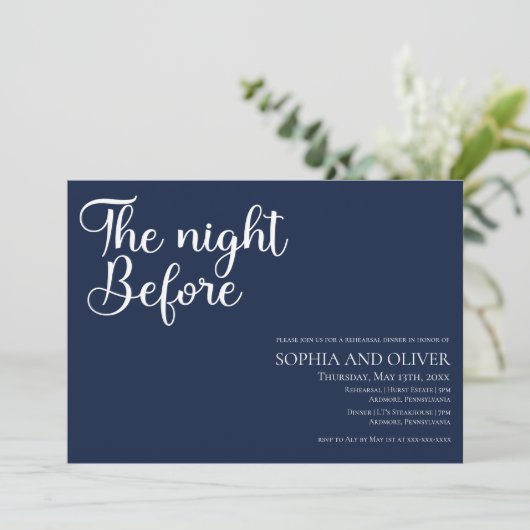Elegant Unique Typography Rehearsal Dinner Kaart (Staand voorkant)