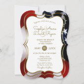 Elegant Unique USA Flag Gold Wedding Invite Kaart (Voorkant)