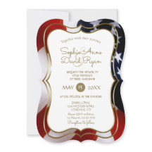 Elegant Unique USA Flag Gold Wedding Invite