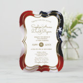 Elegant Unique USA Flag Gold Wedding Invite Kaart (Staand voorkant)