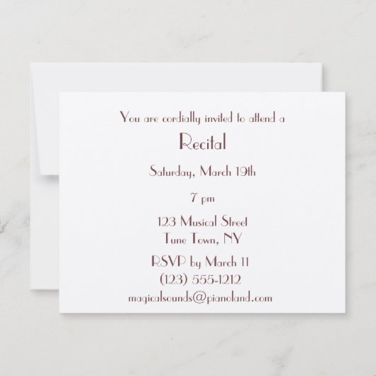 Elegant  Unisex Music Overweging Uitnodigingen (Achterkant)