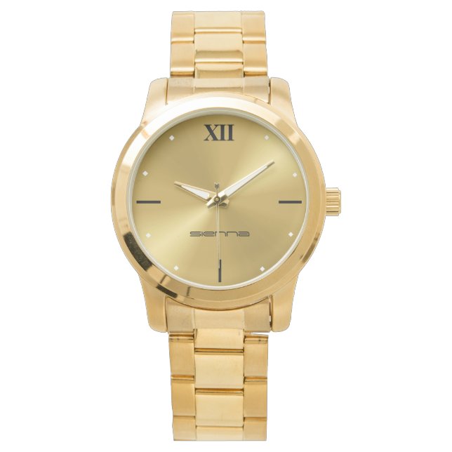 Elegant Unisex overmaats Gold Bracelet wa Horloge (Voorkant)