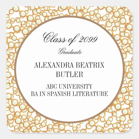 Elegant University Master's Afstudeerder Graduatio Vierkante Sticker (Voorkant)