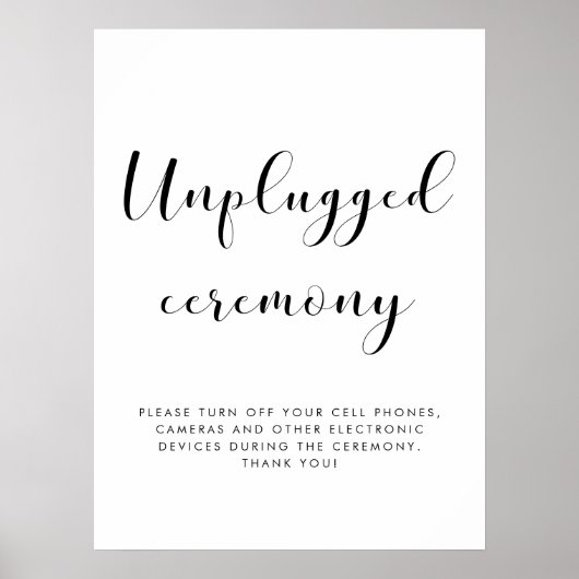 Elegant Unplugged ceremony bruiloft bord Poster (Voorkant)