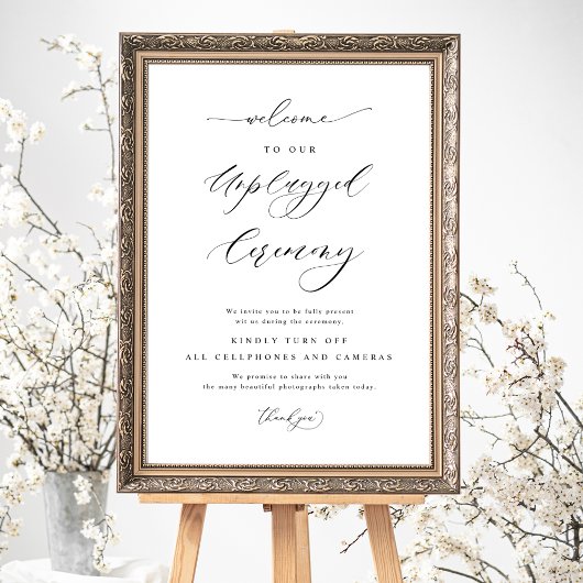 Elegant Unplugged Ceremony Vertical Wedding Sign Poster