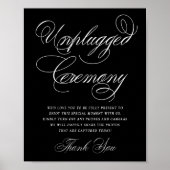 Elegant Unplugged Ceremony White Calligraphy Poster (Voorkant)