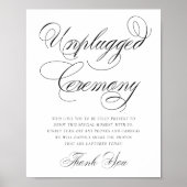 Elegant Unplugged Ceremony zwarte kalligrafie Poster (Voorkant)