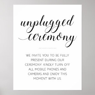 Elegant Unplugged Wedding Ceremony Sign Poster