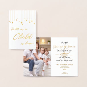 Elegant Unto ons Een kind is gouden kerst geboren Folie Kaarten