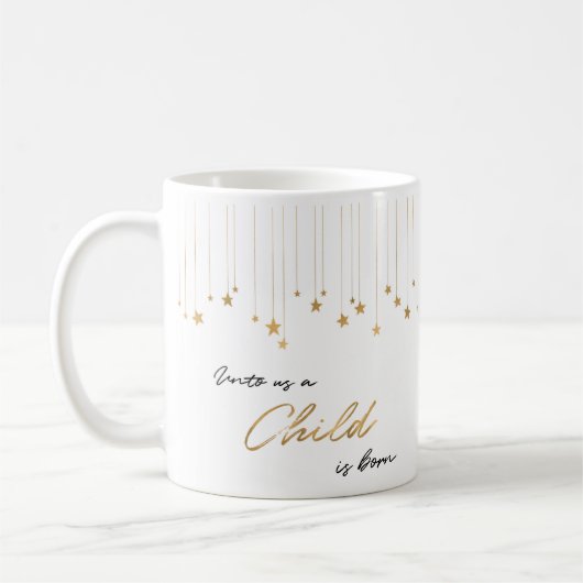 Elegant Unto ons Een kind is gouden kerst geboren Koffiemok (Links)