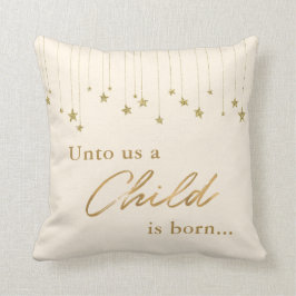 Elegant Unto US Child is geboren Gold Ecru Kerstmi Kussen