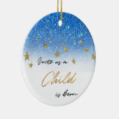 Elegant Unto US Scripts Blue Glitter Kerstmis Keramisch Ornament (Rechts)