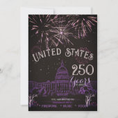 Elegant US 250 Years Firework Purple Capitol Hill Kaart (Voorkant)