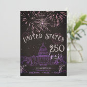 Elegant US 250 Years Firework Purple Capitol Hill Kaart (Staand voorkant)