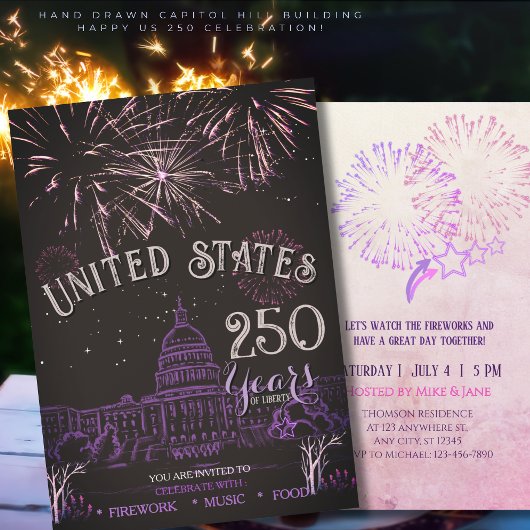 Elegant US 250 Years Firework Purple Capitol Hill Kaart