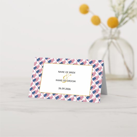 Elegant US AMERICA Wedding Celebration Plaatskaartje (Achterkant)