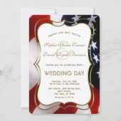 Elegant USA Flag Gold Wedding Custom Invite Kaart (Voorkant)