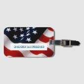 Elegant USA Flag Red White Blue Monogram Bagagelabel (Voorkant (horizontaal))