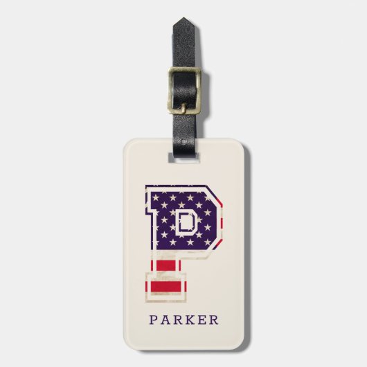 Elegant USA Vlag Monogram P Bagagelabel (Voorkant verticaal)