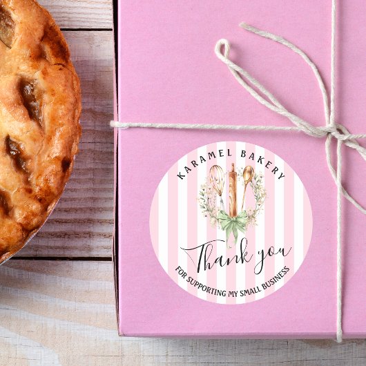 Elegant Utensils Cooking Bakery Thank you Ronde Sticker