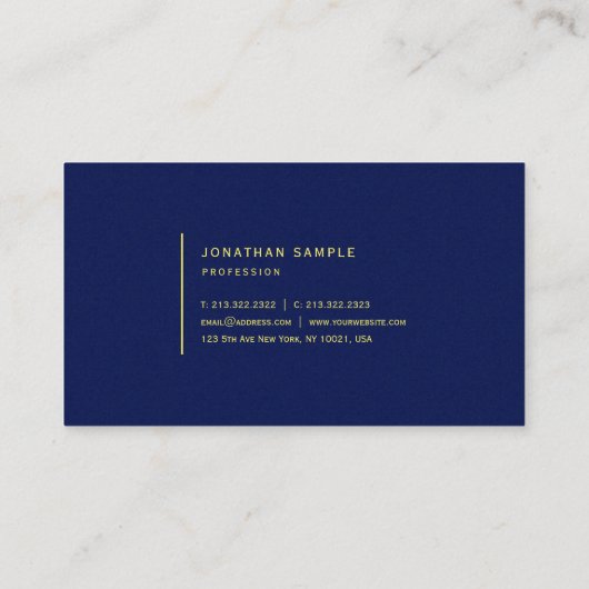 Elegant Uw Aangepaste Tekst Dik Papier Blauw Luxe Visitekaartje (Achterkant)