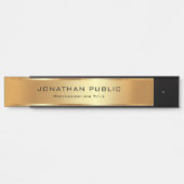 Elegant Uw Aangepaste Tekst Zwart & Goud Sjabloon Deurbordje (Voorkant)