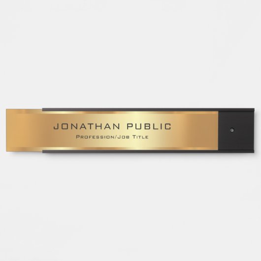 Elegant Uw Aangepaste Tekst Zwart & Goud Sjabloon Deurbordje (Voorkant)