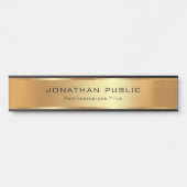 Elegant Uw Aangepaste Tekst Zwart & Goud Sjabloon Deurbordje (Voorkant)