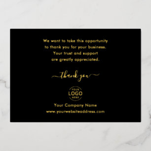 Elegant uw eigen Logo bedrijf Dank u Folie Feestdagenkaart