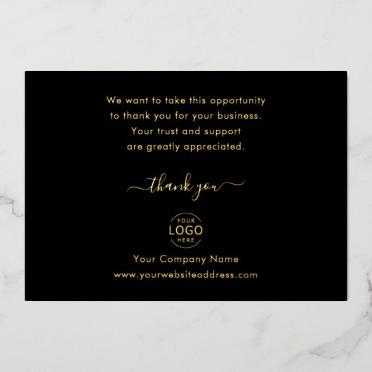 Elegant uw eigen Logo bedrijf Dank u Folie Feestdagenkaart (Voorkant)