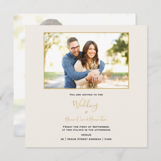 Elegant uw foto geheugen bruiloft uitnodiging (Voorkant / Achterkant)