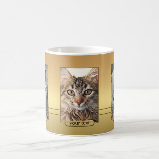 Elegant uw kattekatfoto's Gold Mok (Center)