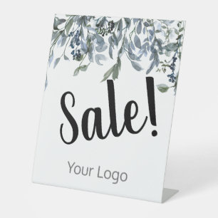 Elegant Uw Logo Blauwe Bloemen Verkoop Bedrijf Reclamebord Met Voetstuk