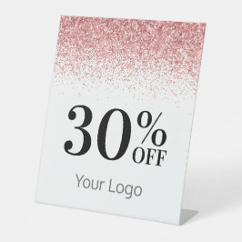 Elegant uw Logo roze glitter 30% korting op uw bed Reclamebord Met Voetstuk