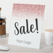 Elegant Uw Logo Roze Glitter Sale Bedrijf Reclamebord Met Voetstuk (Insitu)