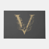 Elegant V Boho Floral Monogram Initiaal Goud Goud Deurmat (Voorkant)