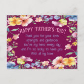 Elegant Vaderdag Briefkaart met bloemendecor (Voorkant)