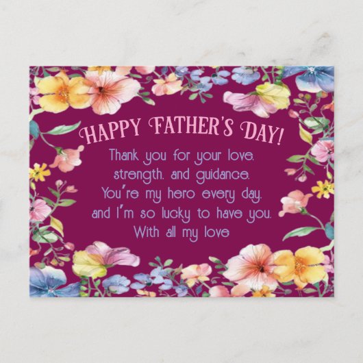 Elegant Vaderdag Briefkaart met bloemendecor (Voorkant)