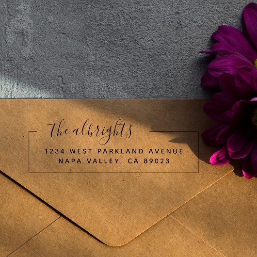 Elegant vak familienaam script retouradres  zelfinktende stempel