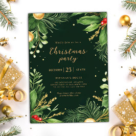 Elegant Vakantie Groen Botanisch Kerstfeest Kaart