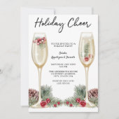 Elegant Vakantie Party Champagne Glas Kaart (Voorkant)