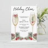 Elegant Vakantie Party Champagne Glas Kaart (Staand voorkant)