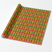 Elegant vakantie rendierpatroon in groen rood goud cadeaupapier (Uitgerold)